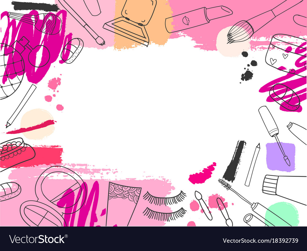 Cosmetics banner background hand drawn Royalty Free Vector