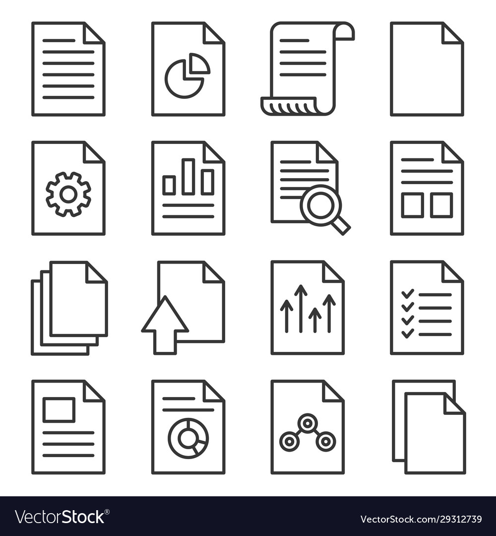 Document report related icons set on white Vector Image