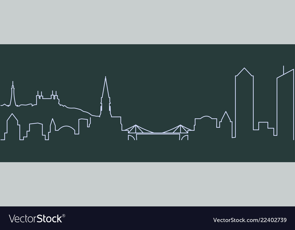 Lyon single line skyline Royalty Free Vector Image