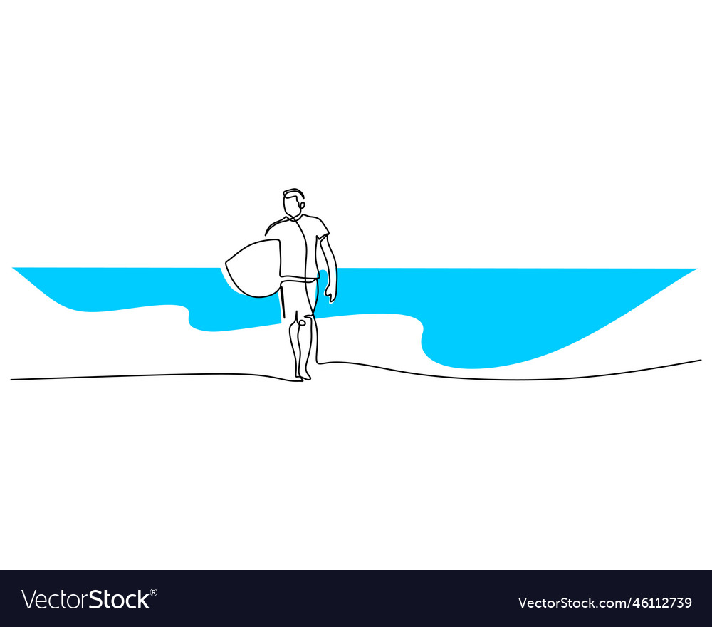 One single continuous line of man playing Vector Image