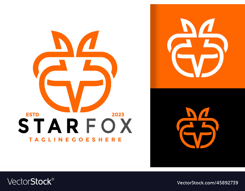 Star fox head logo logos design element stock