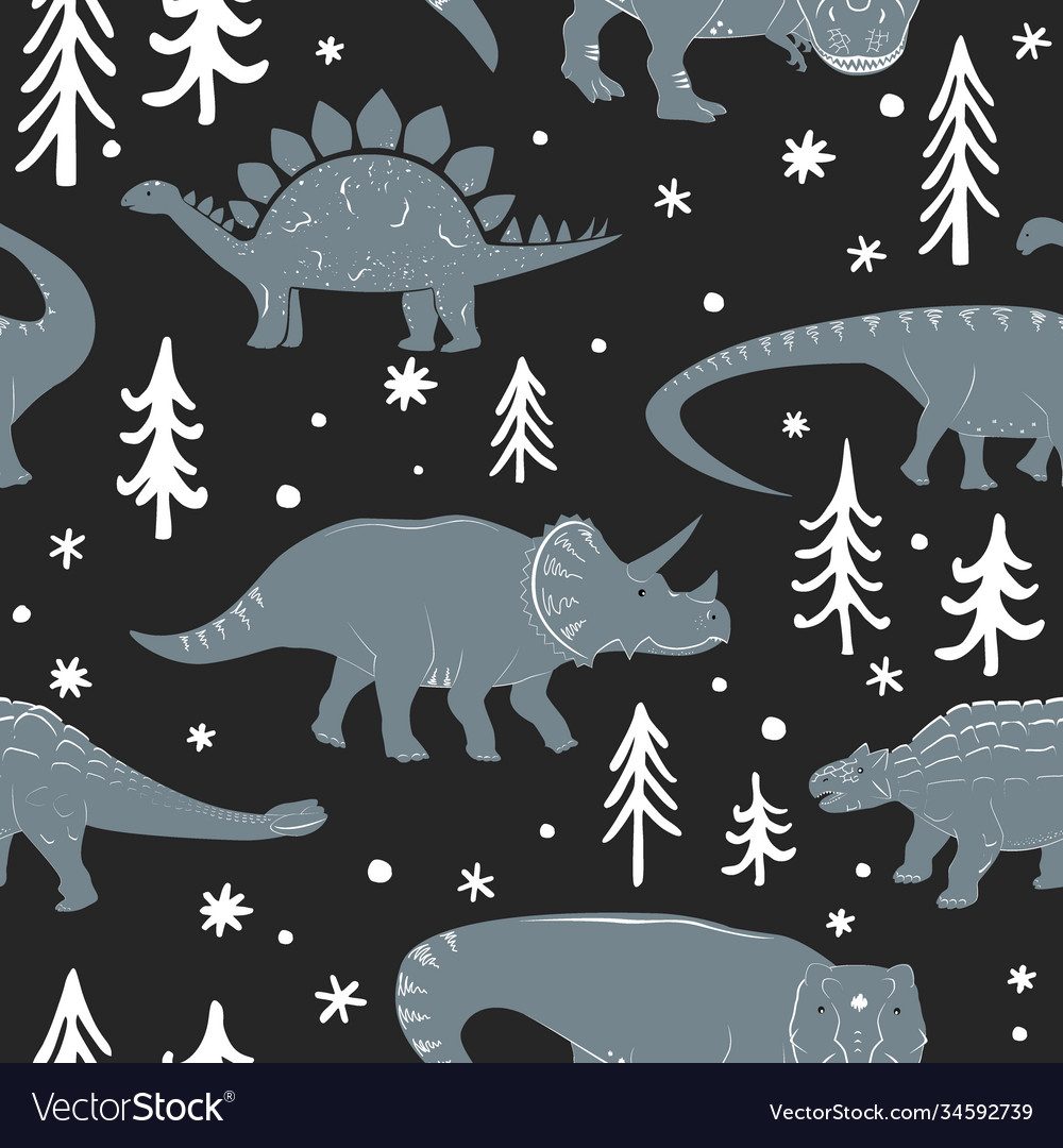 Winter seamless pattern with cute young vector image Winter seamless pattern with cute young