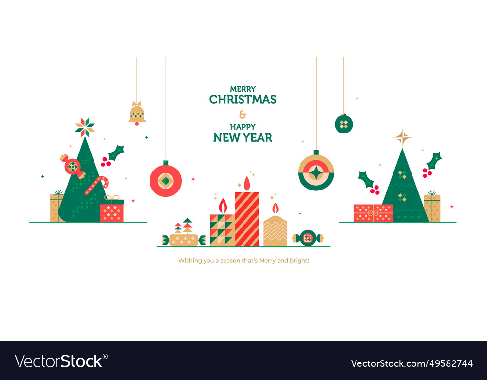 New year and christmas greeting card design Vector Image