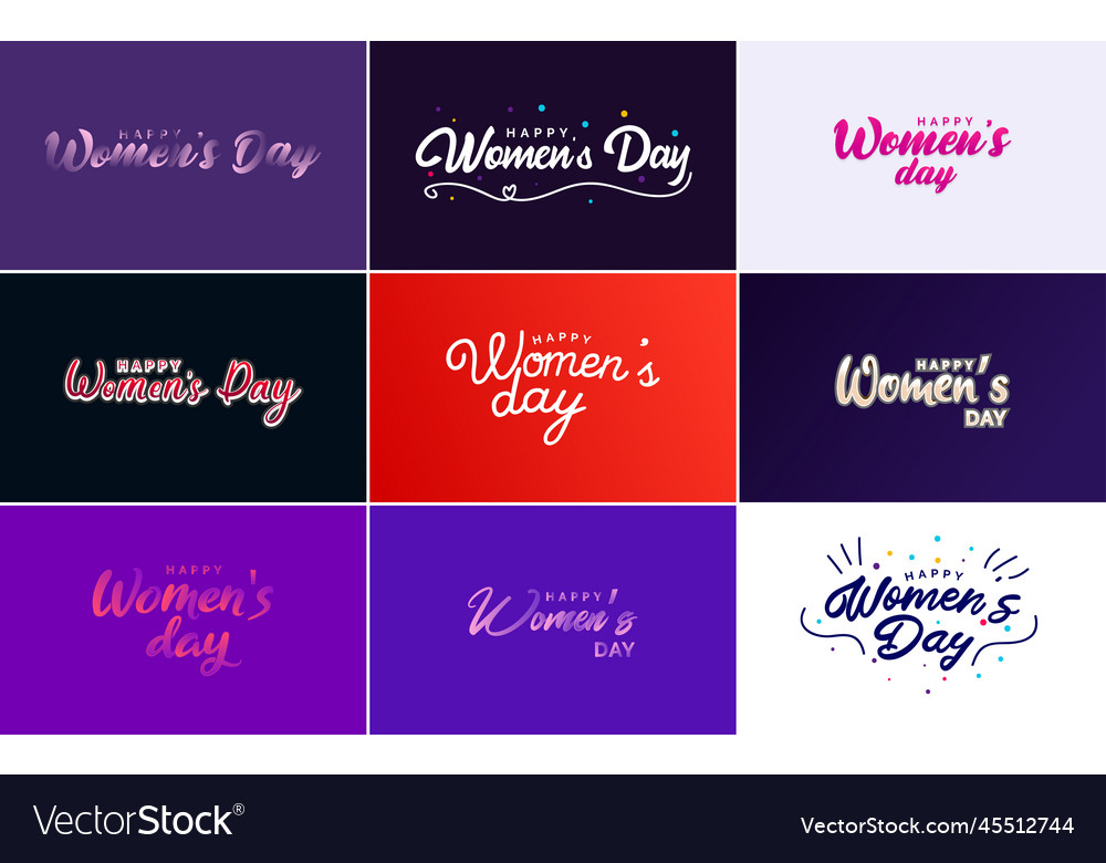 Set Of Happy Womans Day Handwritten Lettering Vector Image 5224