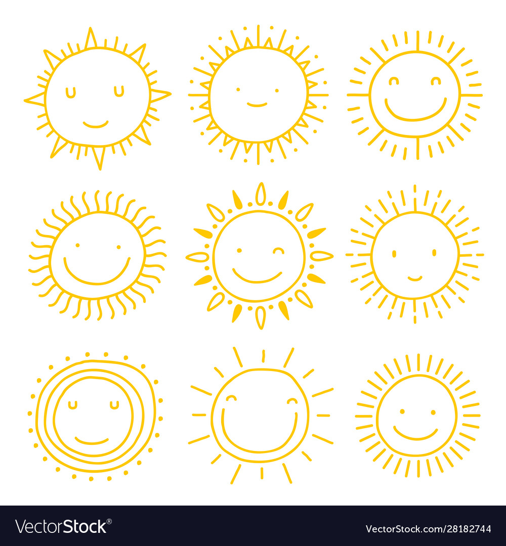 Set sun icons collection suns vector image Set sun icons collection suns