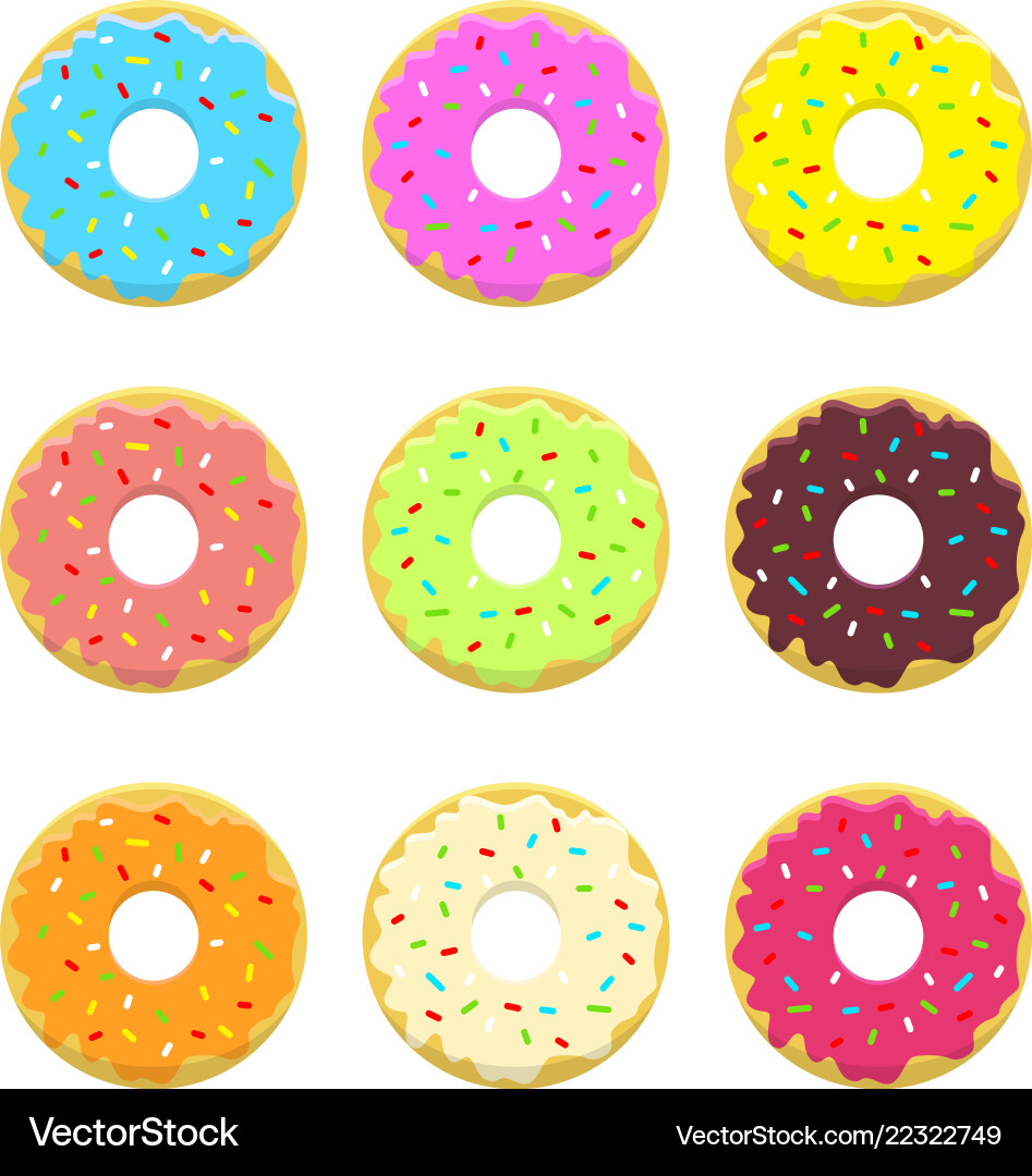 Abstract donuts set in flat Royalty Free Vector Image