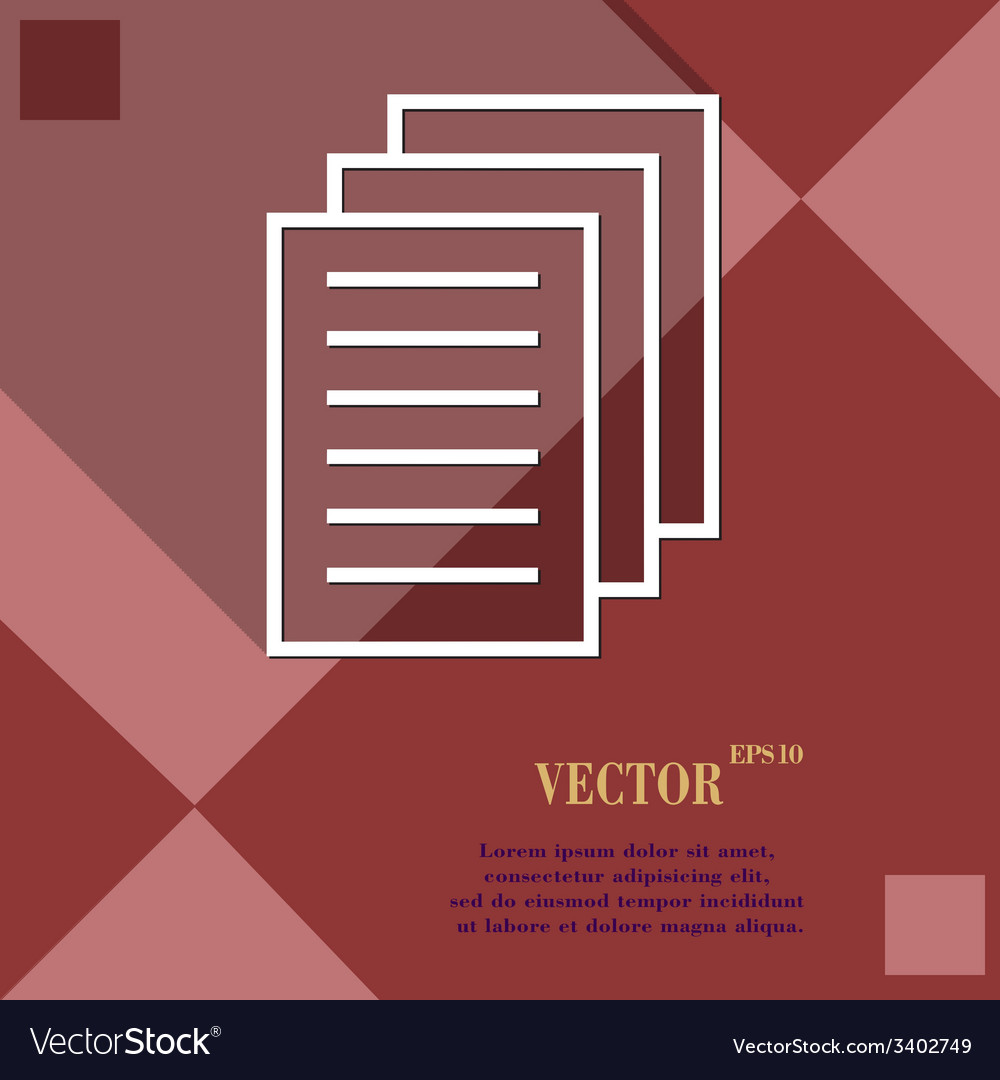 Copy file icon symbol flat modern web design Vector Image