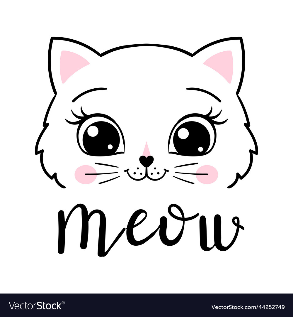 Cute kitty mess meow slogan Royalty Free Vector Image