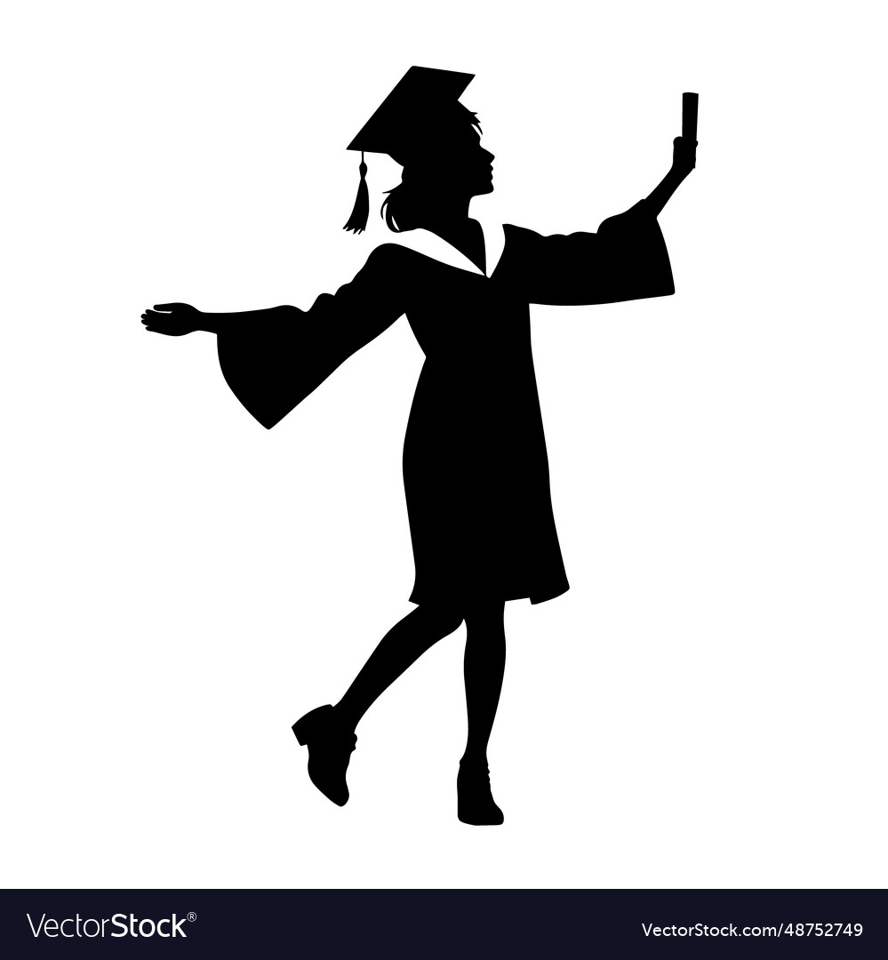 Graduate silhouette graduated at university Vector Image