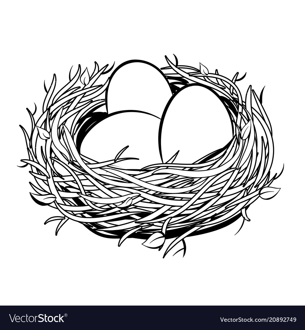 Download Nest with golden egg coloring Royalty Free Vector Image