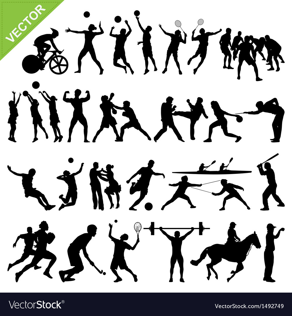 Sport players silhouettes Royalty Free Vector Image