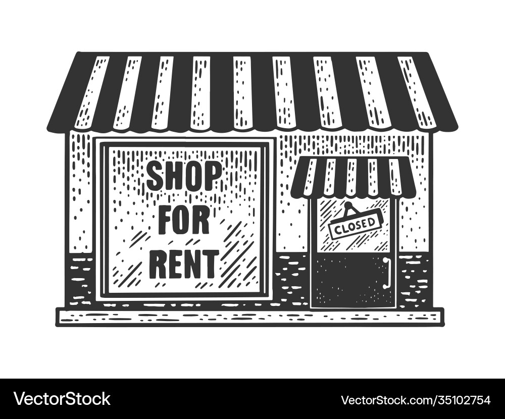 Closed shop for rent sketch Royalty Free Vector Image