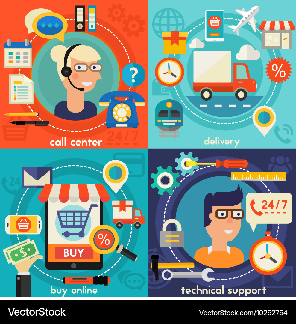 Online shopping customer and technical support Vector Image