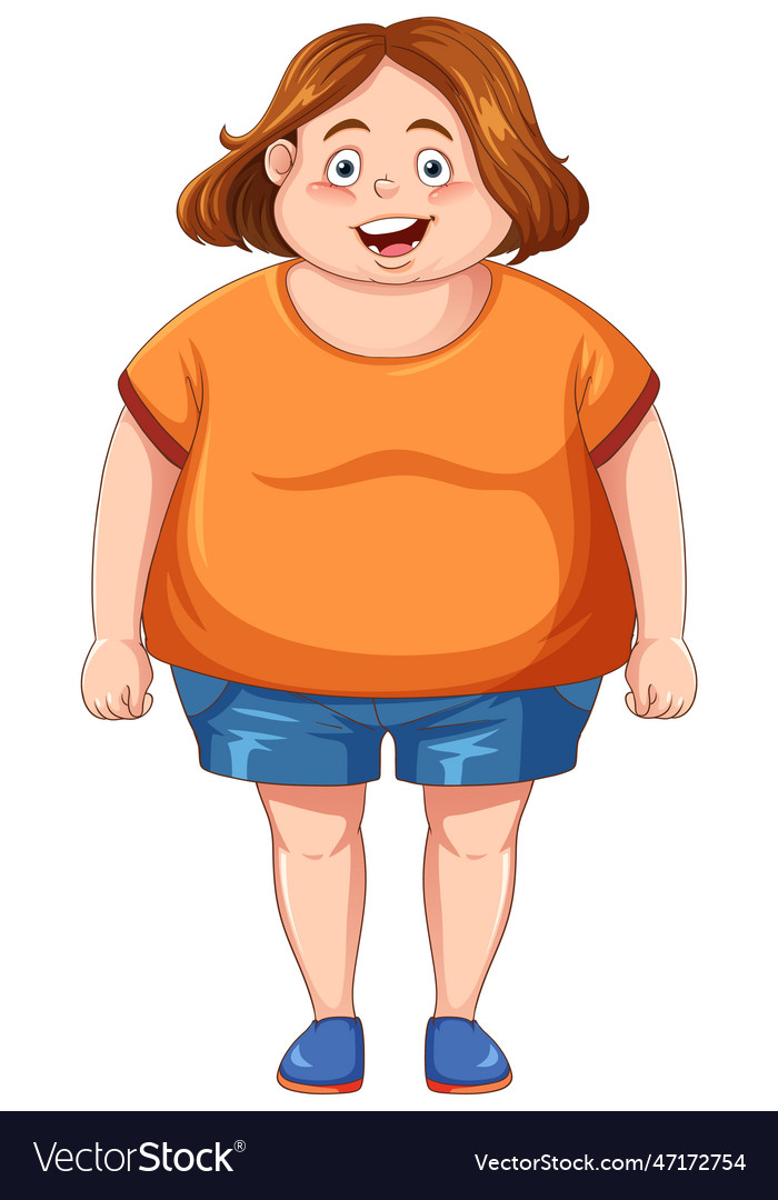 Overweight girl cartoon character Royalty Free Vector Image