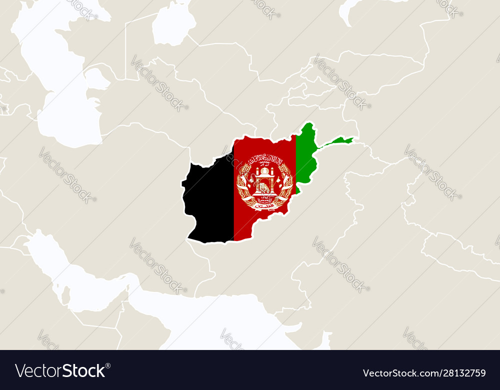 Asia With Highlighted Afghanistan Map Royalty Free Vector