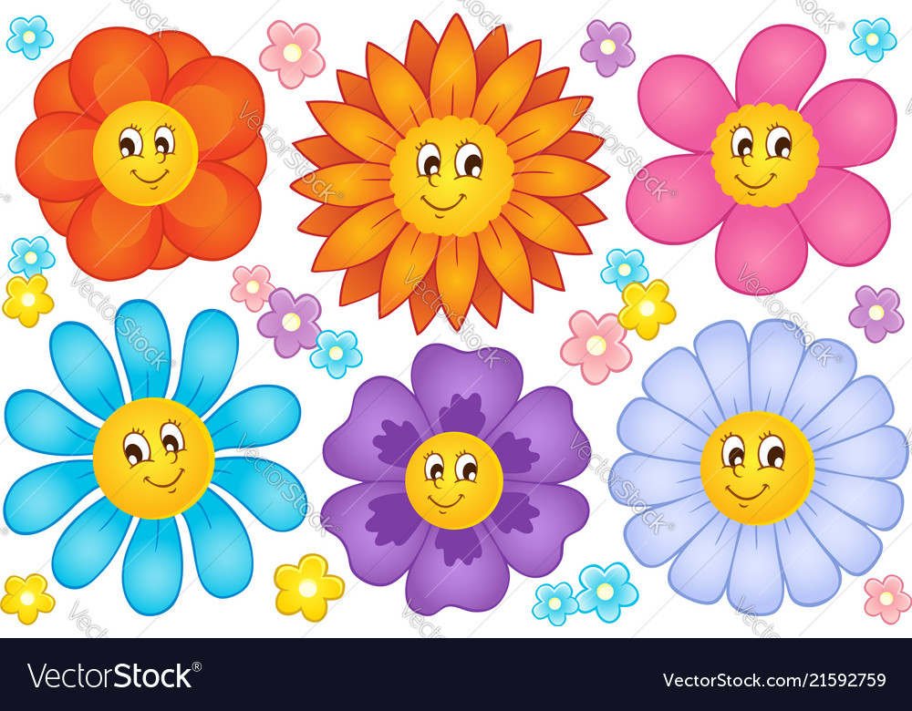 Cartoon flowers collection 2 Royalty Free Vector Image