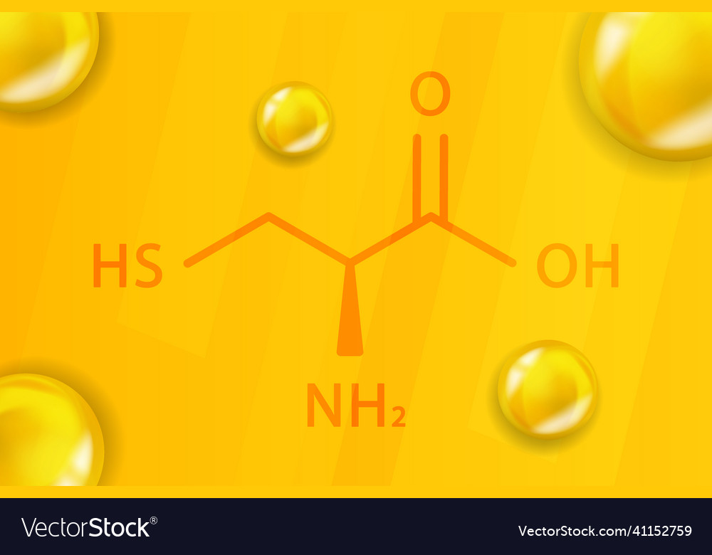 Cysteine chemical formula 3d realistic