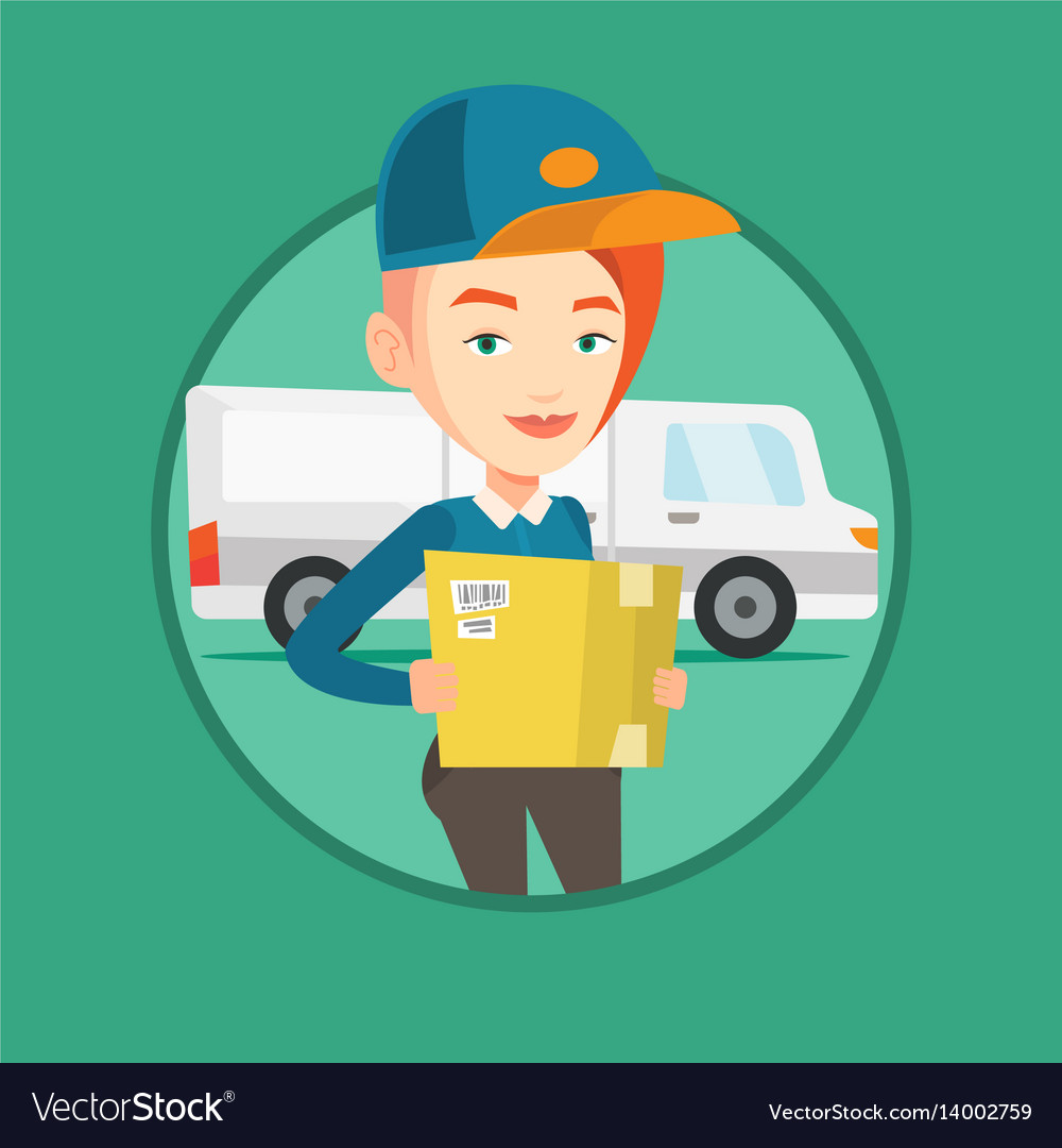 Delivery courier carrying cardboard boxes Vector Image