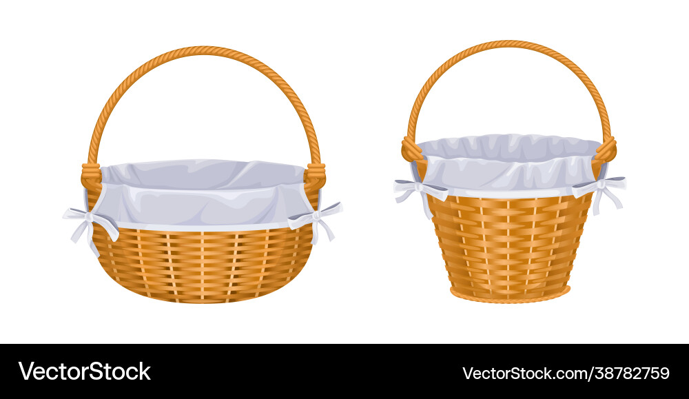 Hand wicker baskets set Royalty Free Vector Image