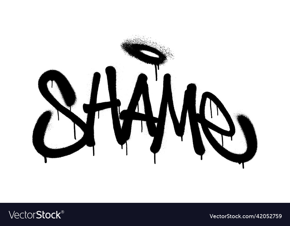 Sprayed shame font graffiti with overspray Vector Image