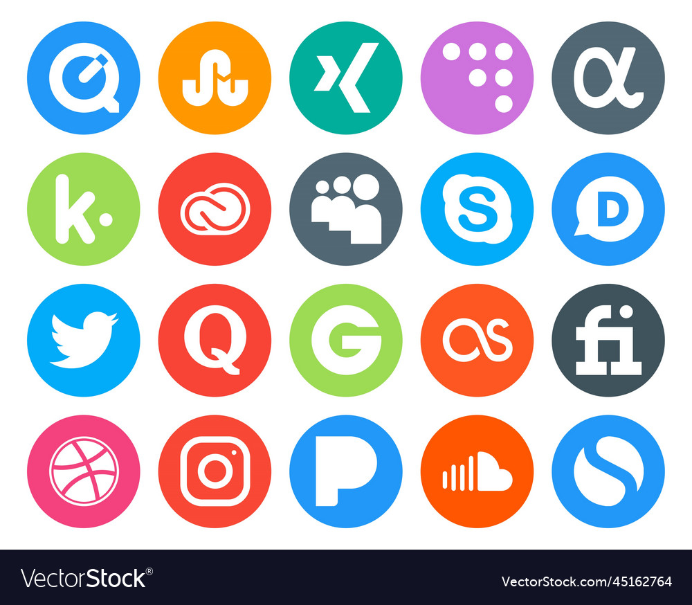 20 social media icon pack including groupon quora