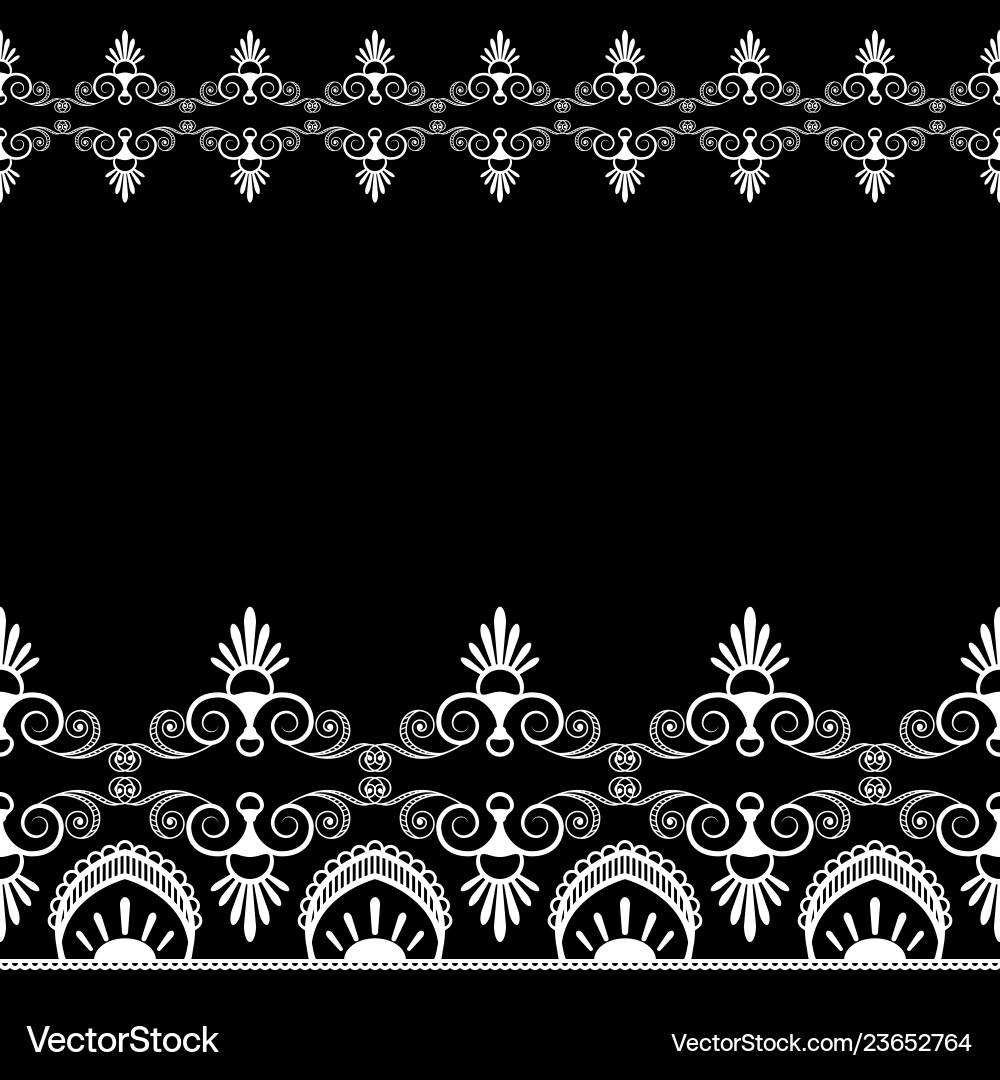 Border pattern mehndi elements with flower lace Vector Image