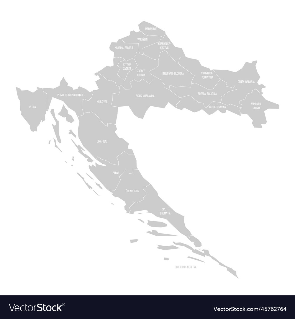 Croatia political map of administrative divisions