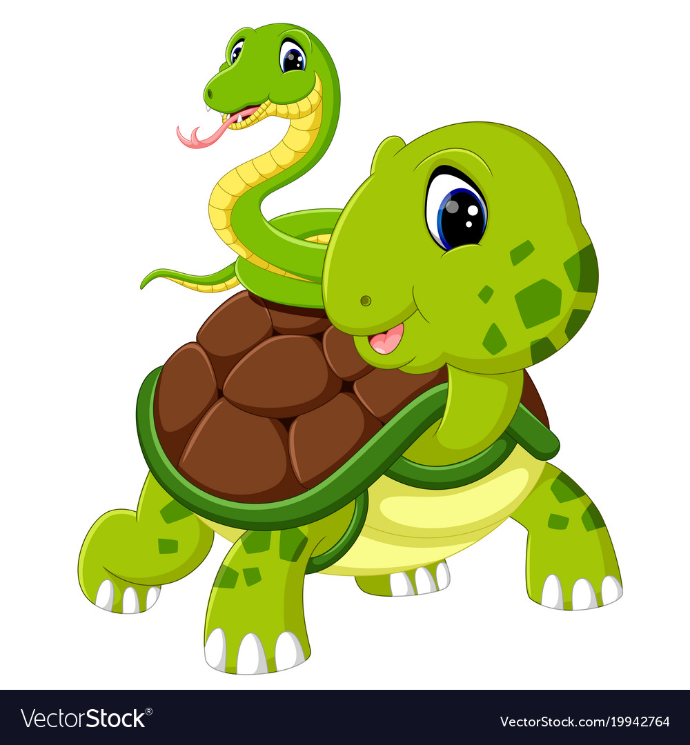 Cute snake and turtle Royalty Free Vector Image