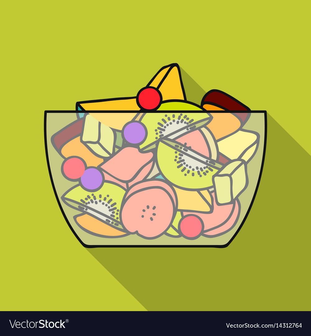 Fruit salad icon in flat style isolated on white