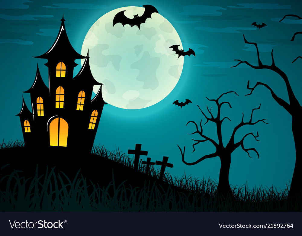 Halloween castle background design Royalty Free Vector Image