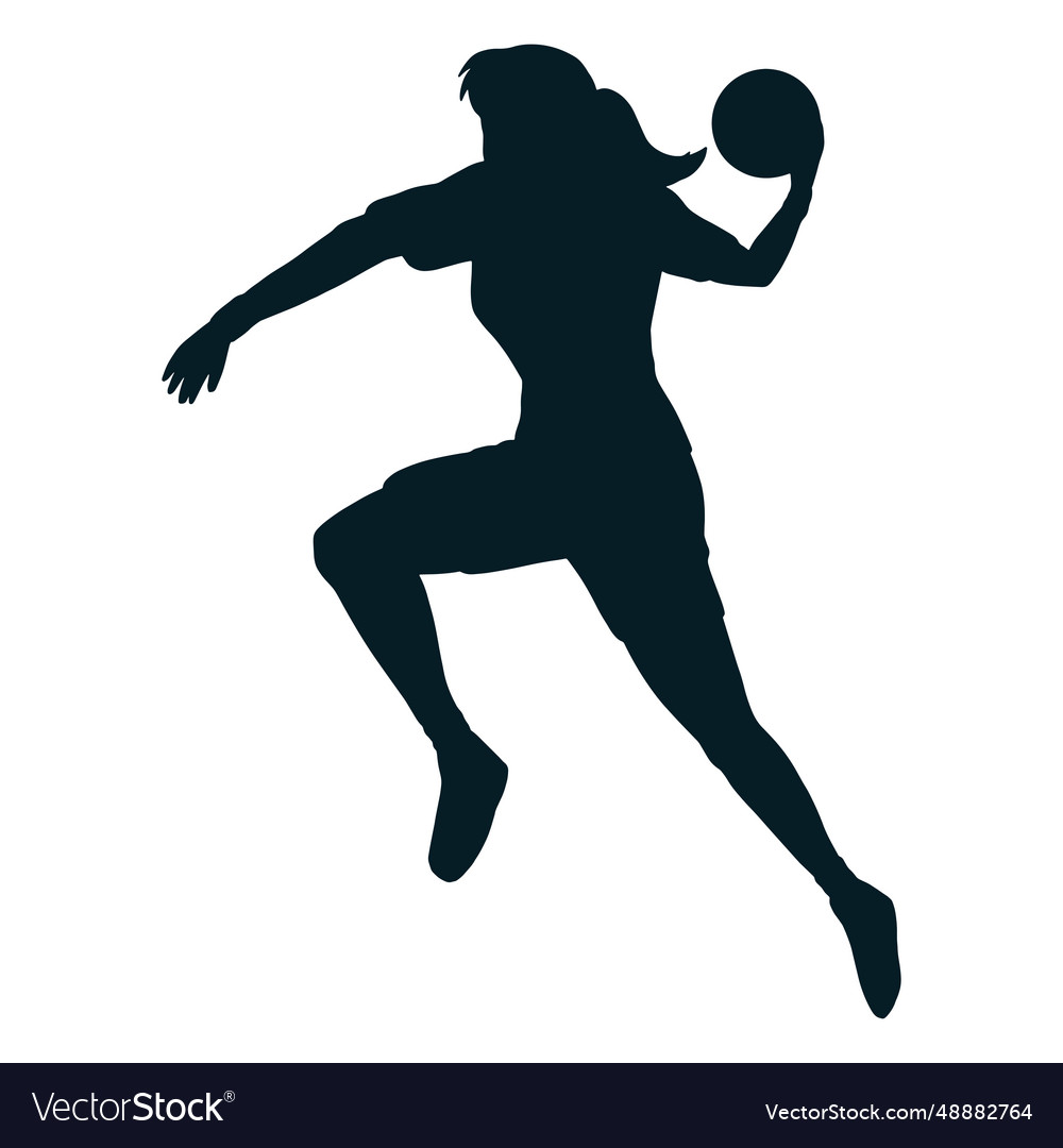 Handball woman player silhouette Royalty Free Vector Image