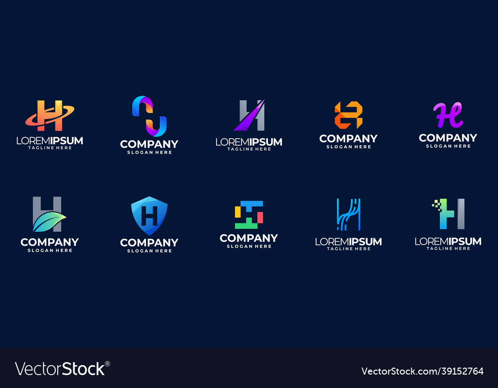 Buchstaben h Gradienten Logo Sammlung