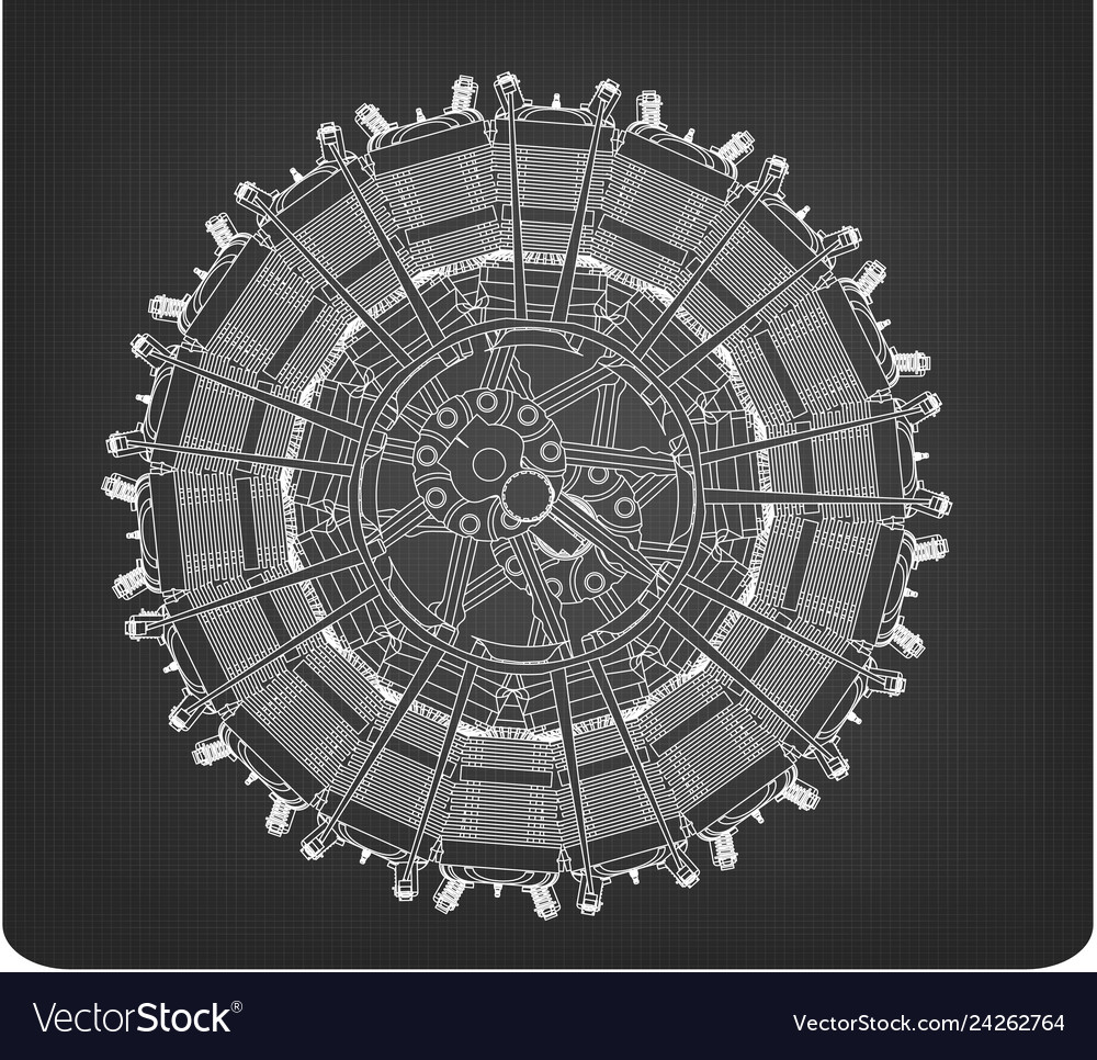 Radial engine on a gray Royalty Free Vector Image