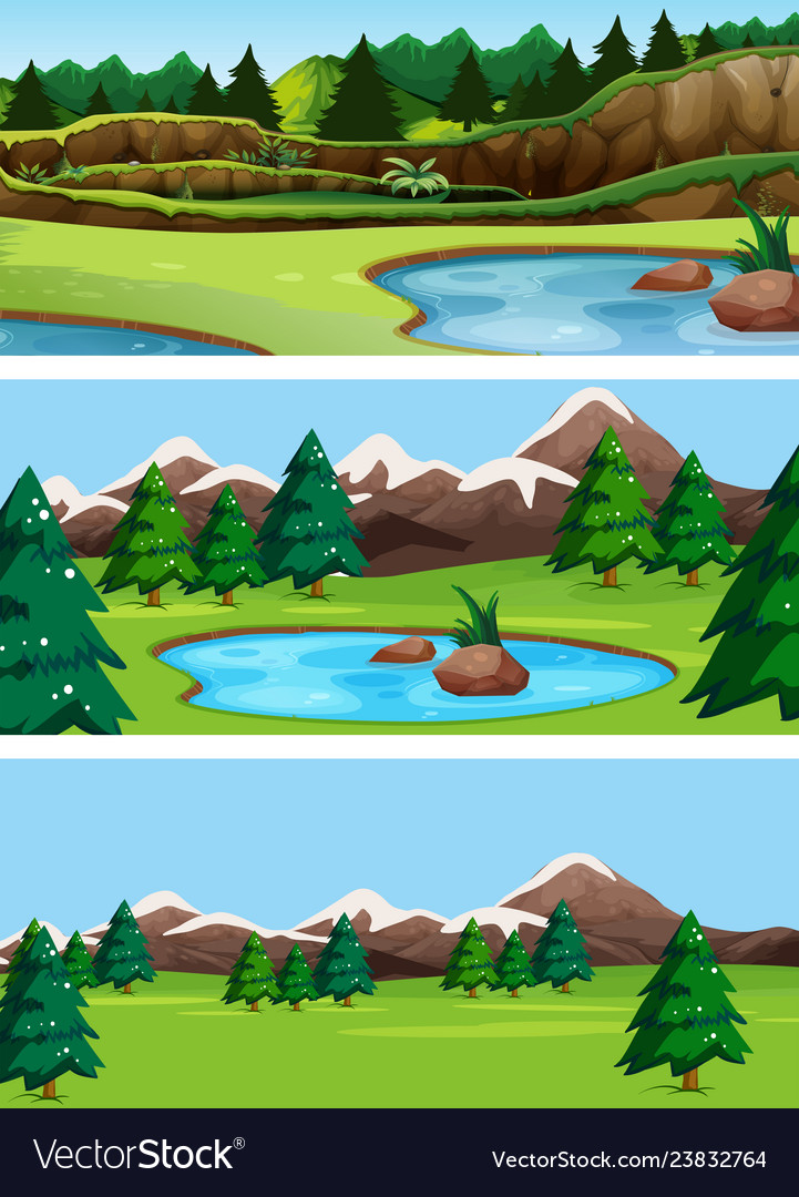 Set of nature landscape Royalty Free Vector Image