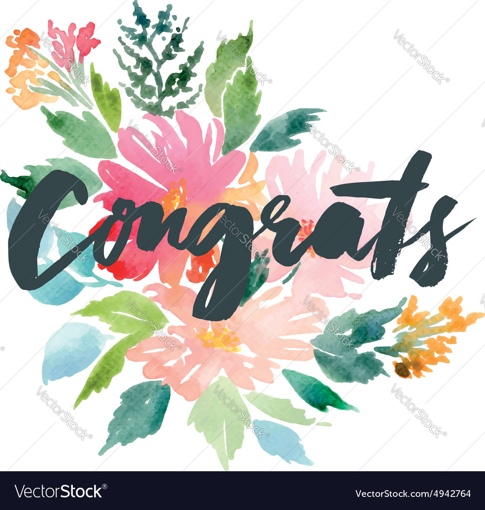 Watercolor greeting card flowers Royalty Free Vector Image