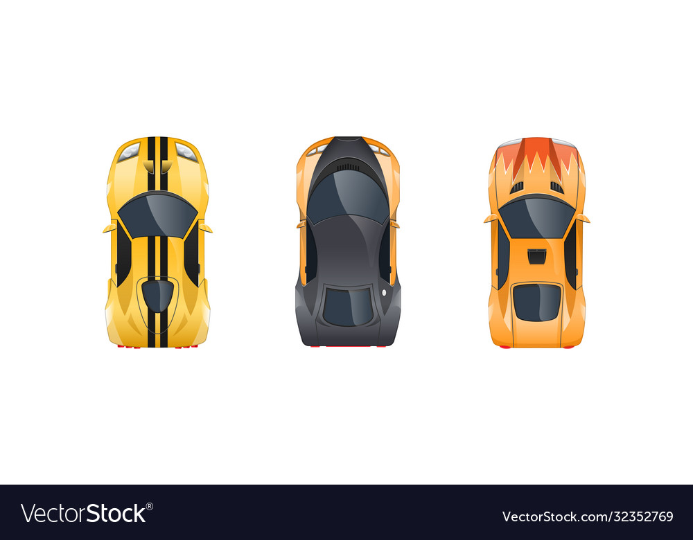 Set different sports cars colors Royalty Free Vector Image