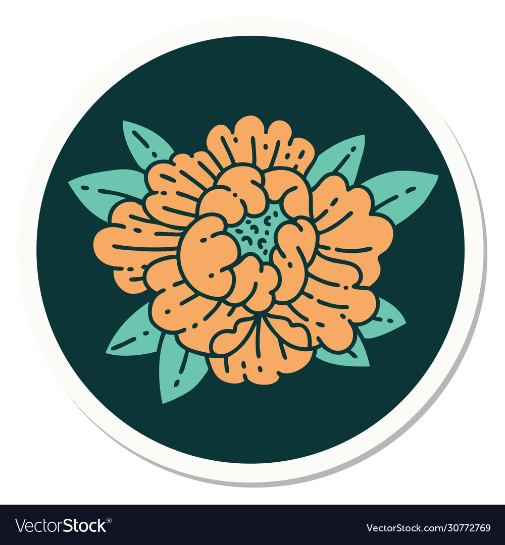Tattoo Style Sticker A Blooming Flower Royalty Free Vector