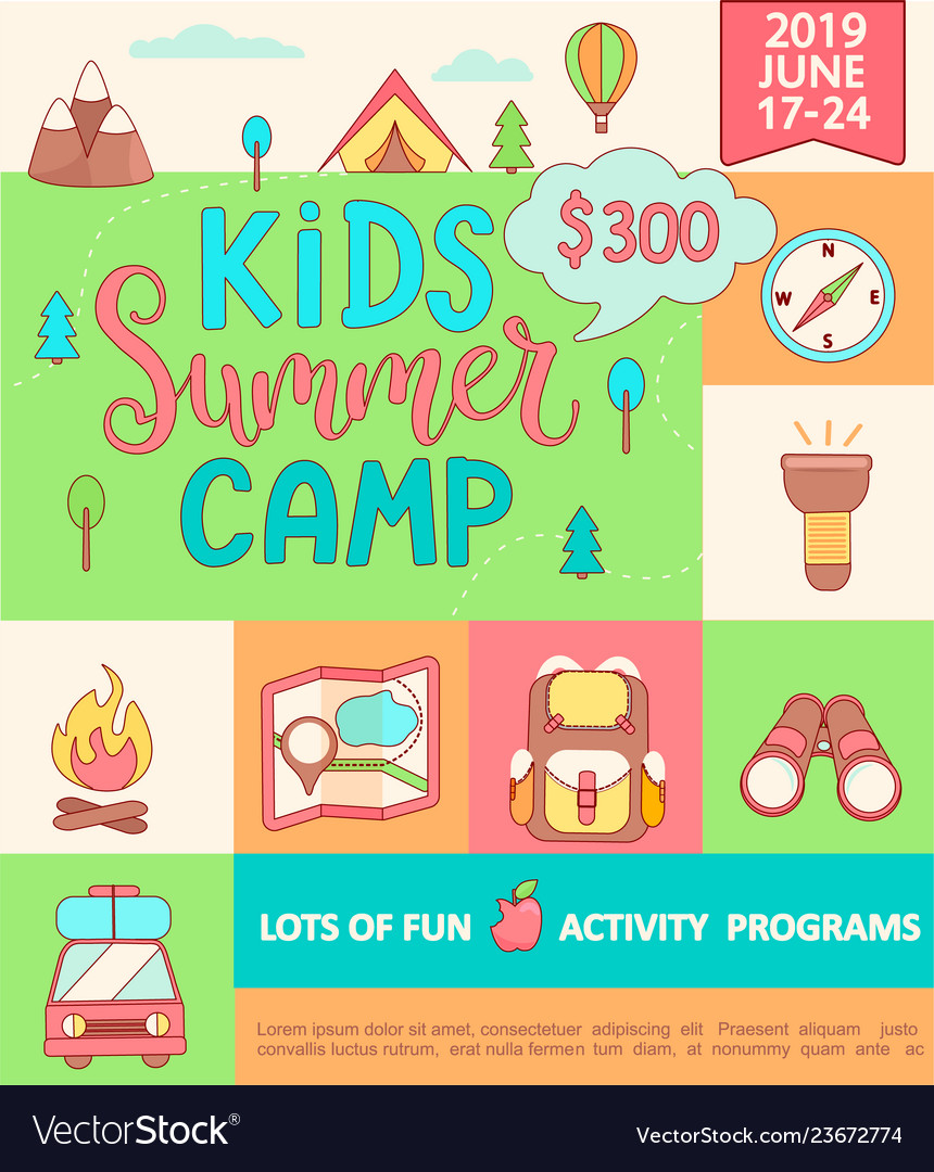 Banner For The Kids Summer Camp Royalty Free Vector Image
