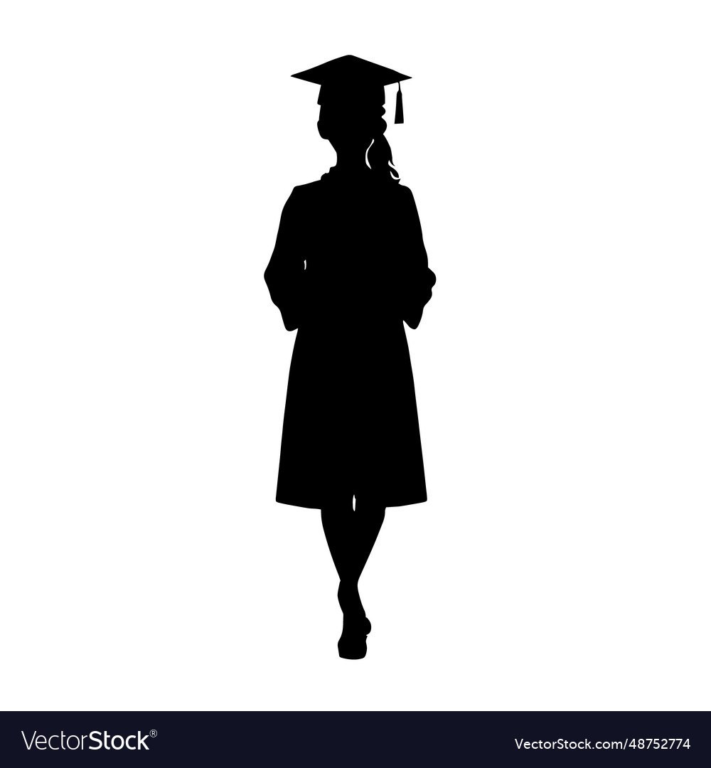 Graduate silhouette graduated at university Vector Image