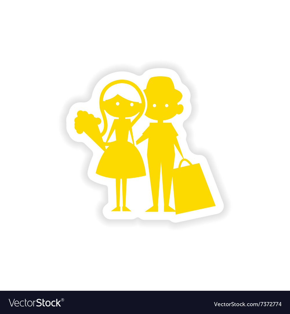 Icon sticker realistic design on paper boy girl