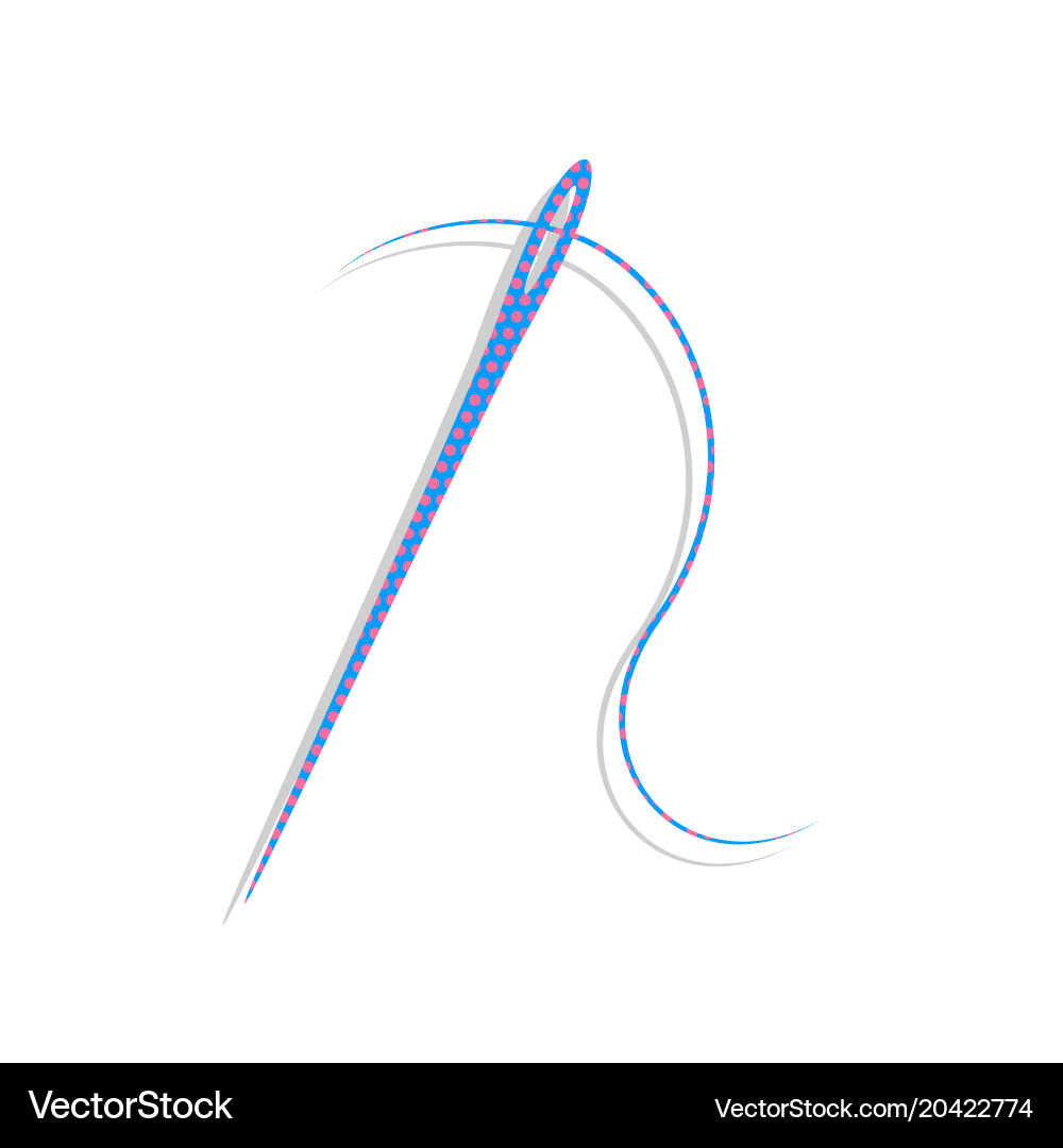 Needle with thread sewing Royalty Free Vector Image
