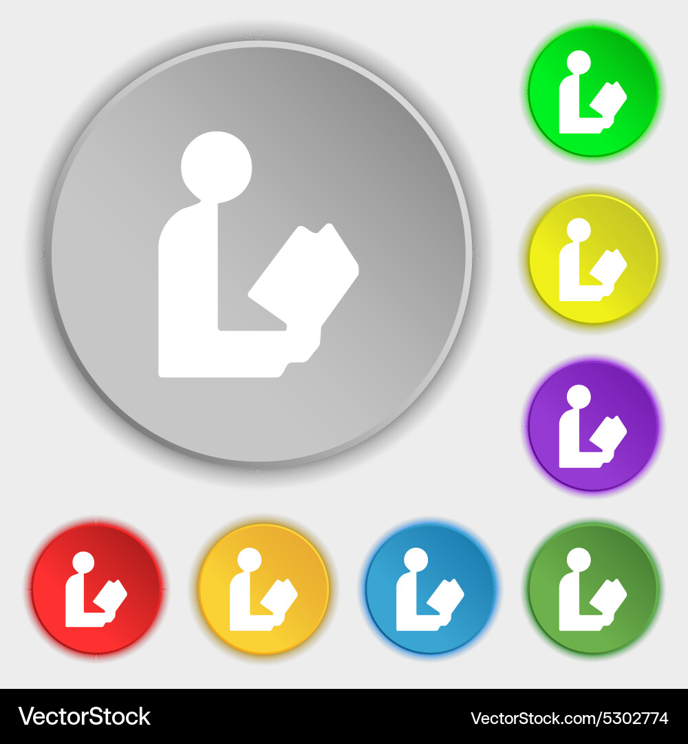 Read a book icon sign symbol on five flat buttons Vector Image