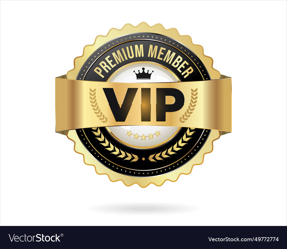 Vip premium membership golden badge on white Vector Image