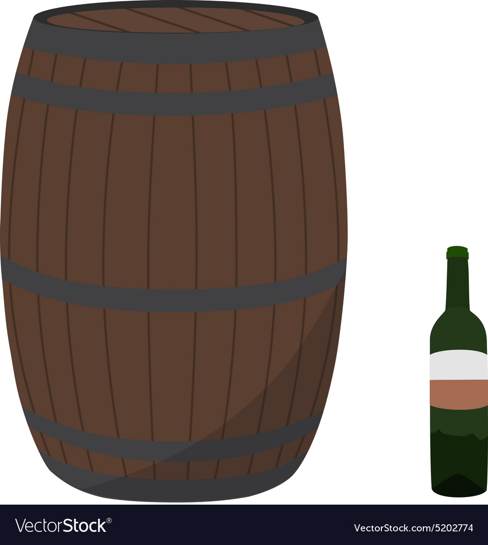 Wine barrel and bottle Royalty Free Vector Image