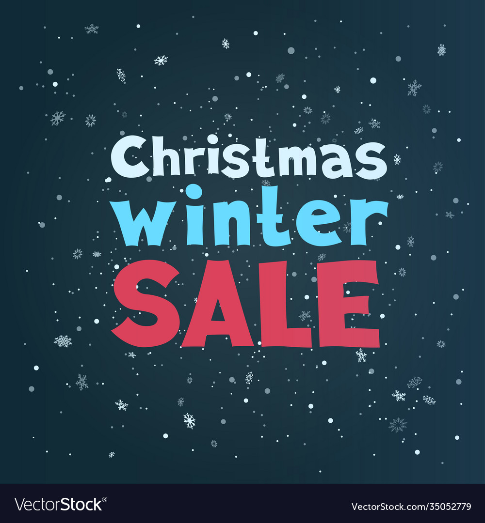 Christmas winter sale text and snowfalls