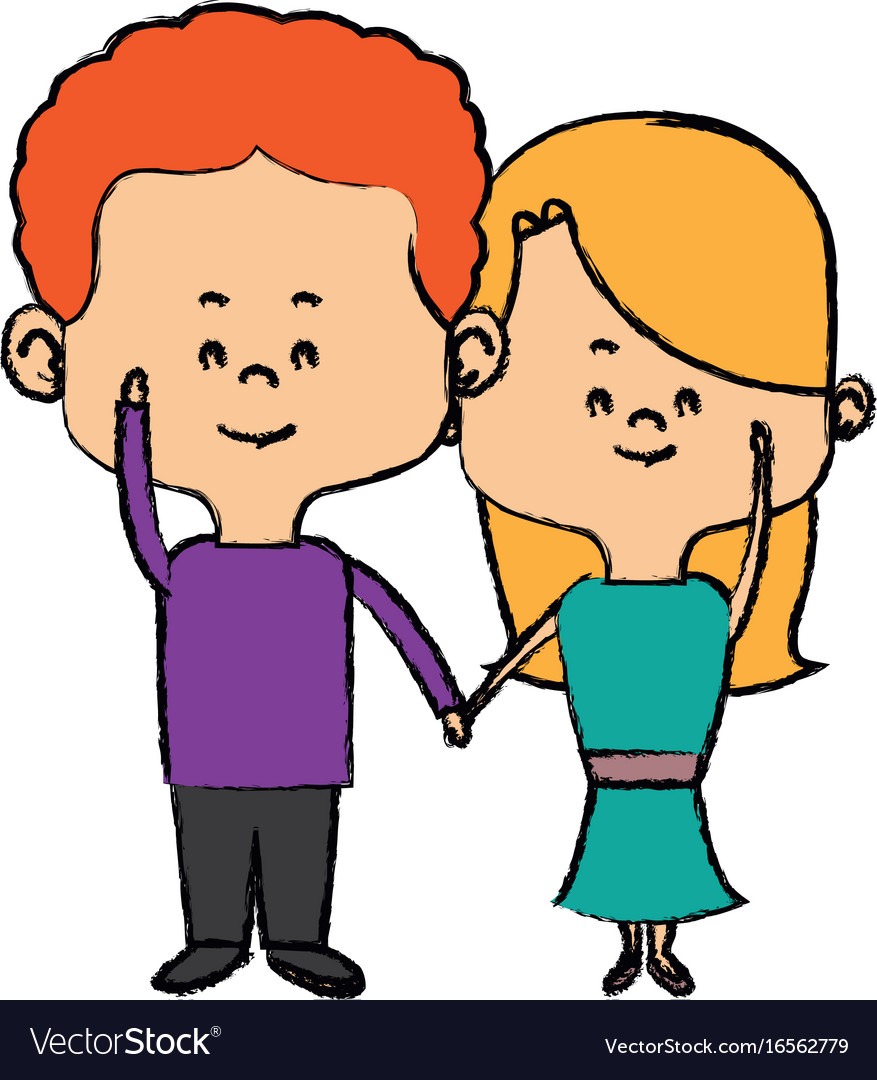 Couple of young people man and woman hold hands Vector Image