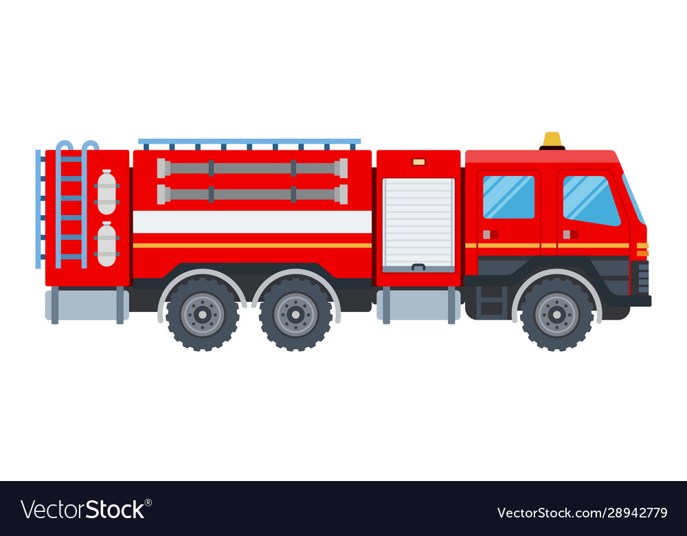 Fire engine flat design isolated object on white Vector Image