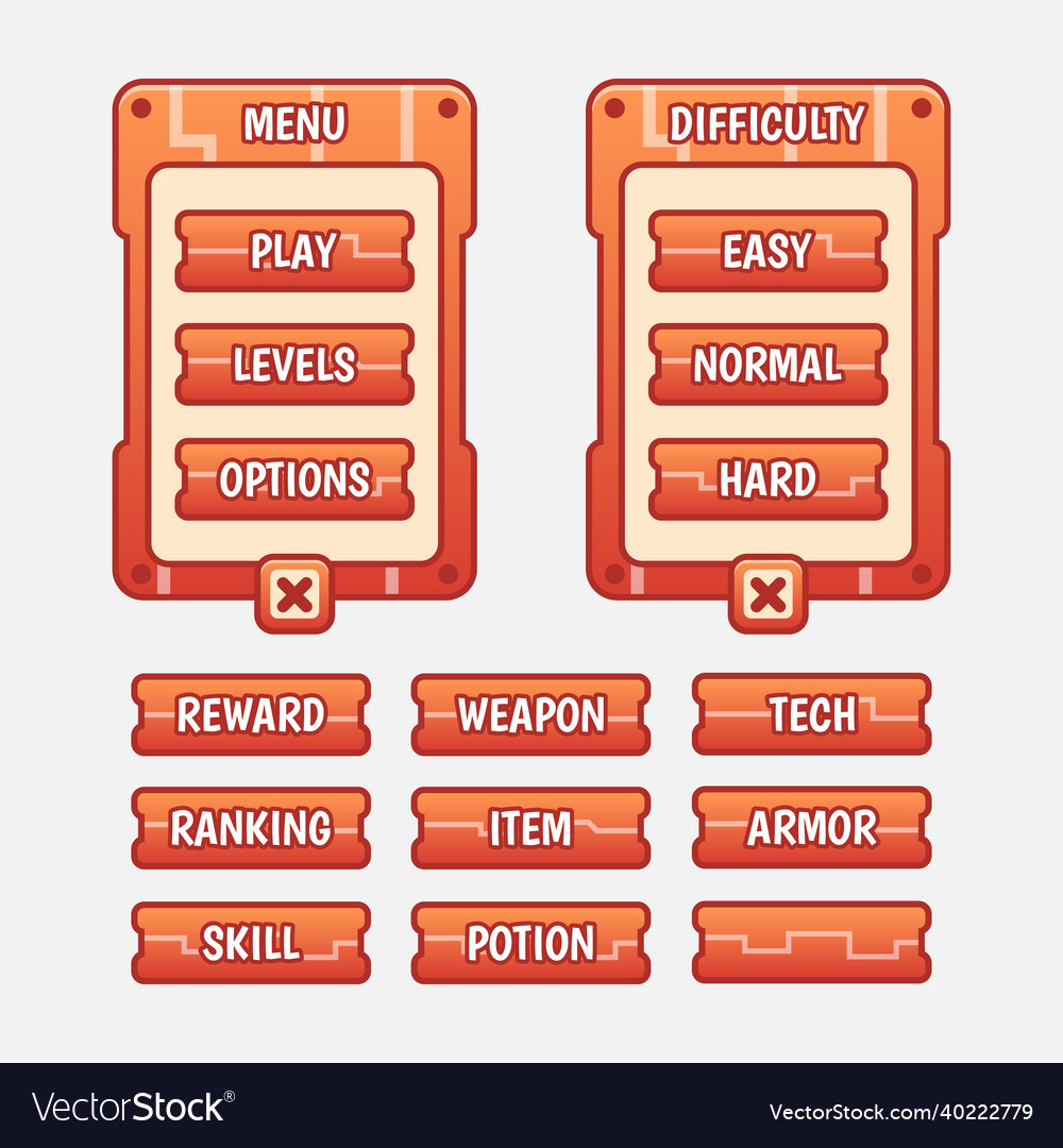 Game template gui kit interface level selection