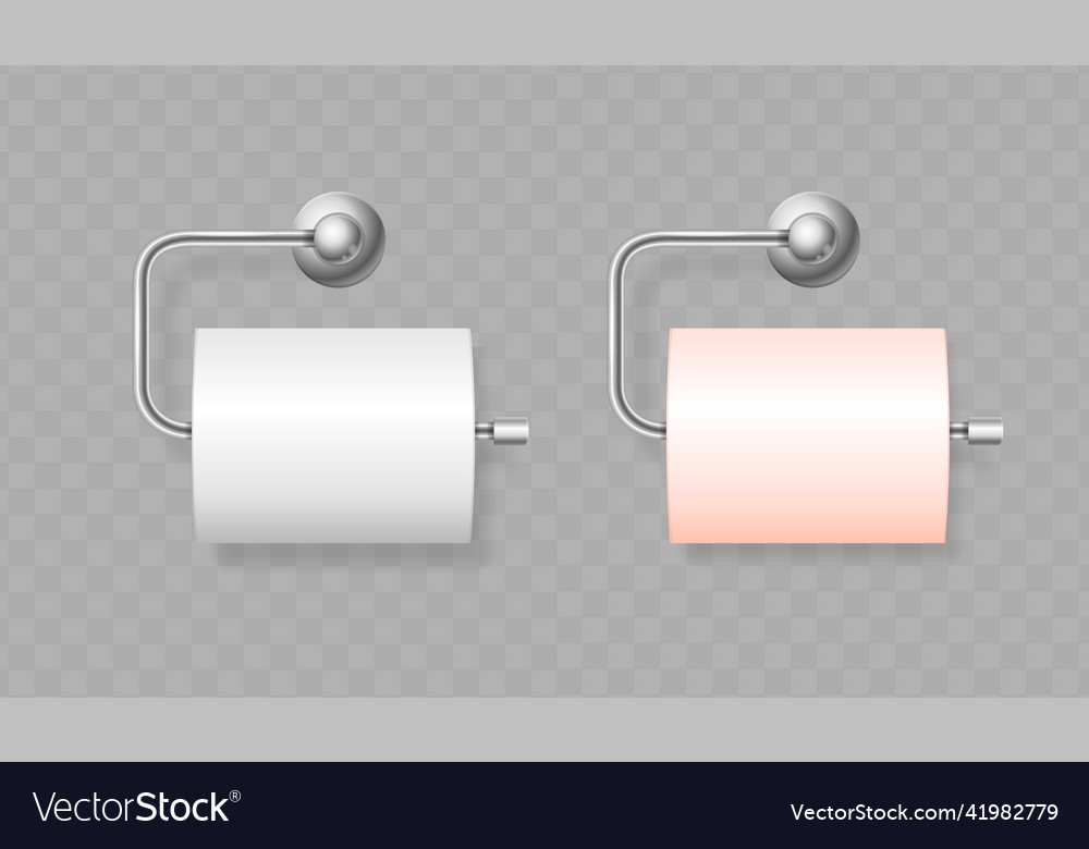 Realistic detailed 3d toilet paper roll on holder vector image Realistic detailed 3d toilet paper roll on holder
