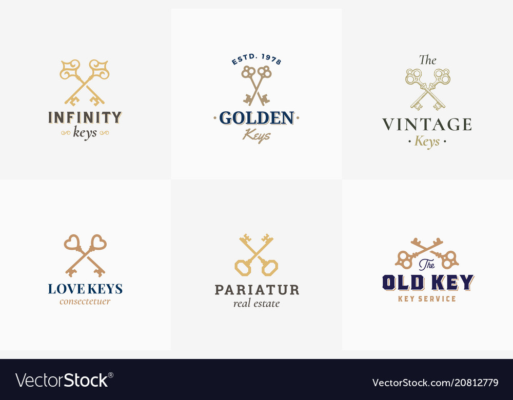 Retro key emblems set abstract Royalty Free Vector Image